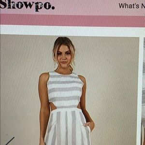 Gray striped Linen romper